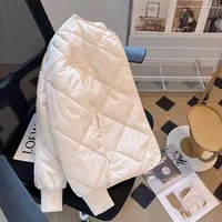 Lightweight Padded Cotton Jacket Women's Hot Sale Of The Season New Korean Style Versatile Slim Diamond Pattern Warm Outerwear f