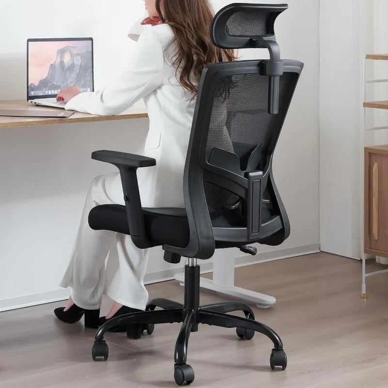 Large Tall Office Chair High Back, Adjustable Headrest with 2D Armrest, Lumbar Support, Swivel Computer Task Chair for Office