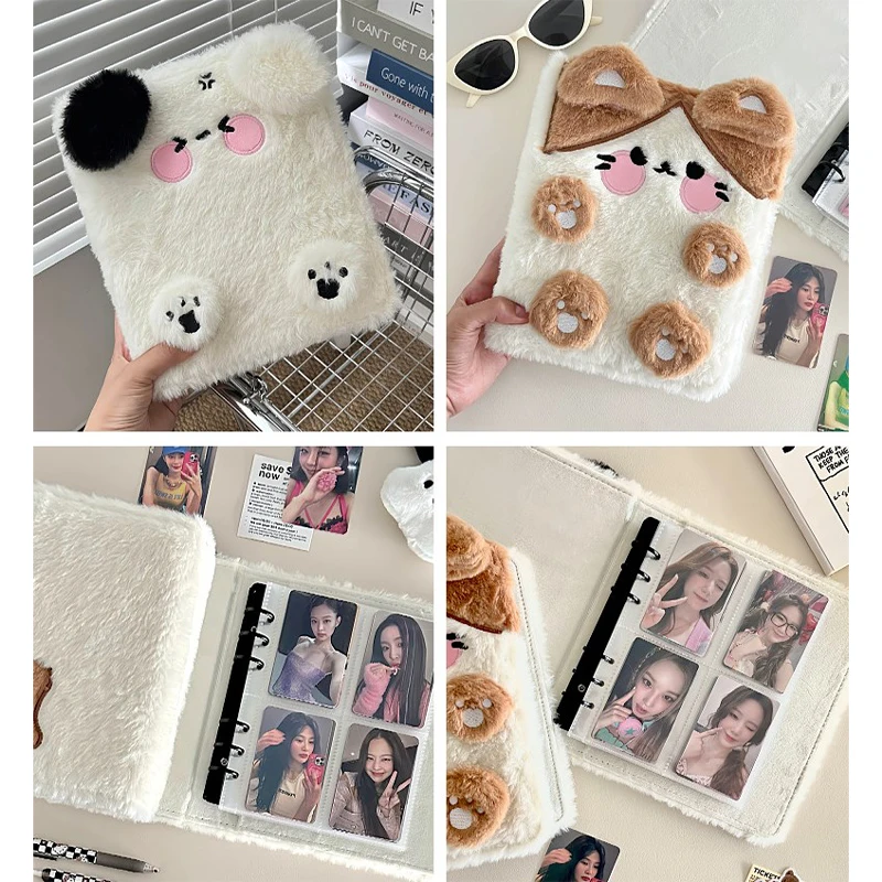 

New Kawaii Fluffy Cat Kpop Photocard Binder Collect Book Idol Photo Card Holder Photocard Album Stationery