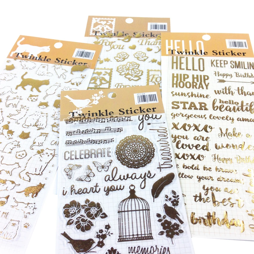 Kawaii Gilding PET Sticker Labels 1pack/lot for Decoration