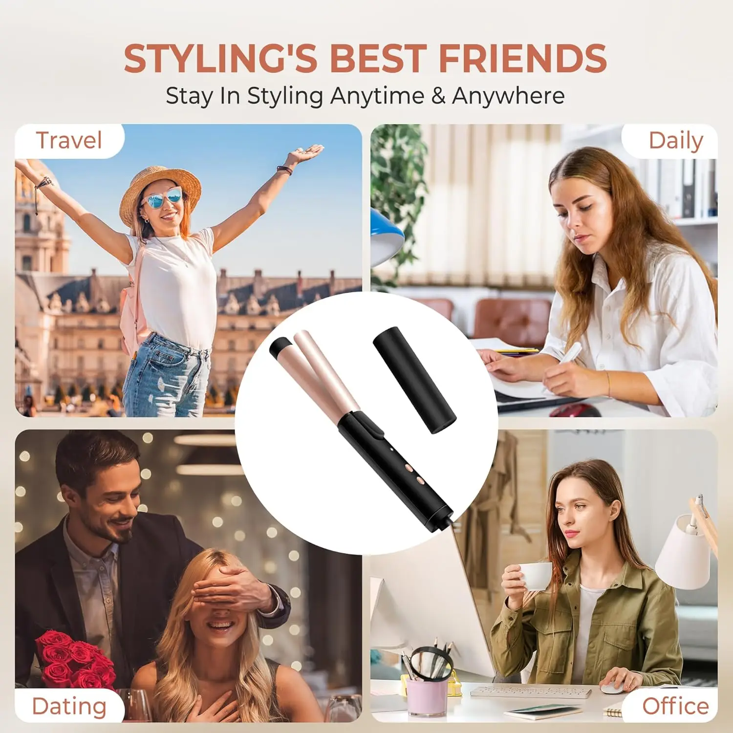 Travel Size Curling Iron Dual Voltage Mini Curling Iron for Short Hair with 25mm Barrel Ceramic Mini Hair Curler hair curler