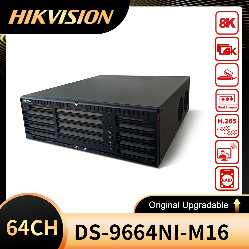 

Original English Hikvision DS-9664NI-M16 8K NVR 64-ch IP Camera Inputs 16 SATA Interfaces Hik-Connect H.265+