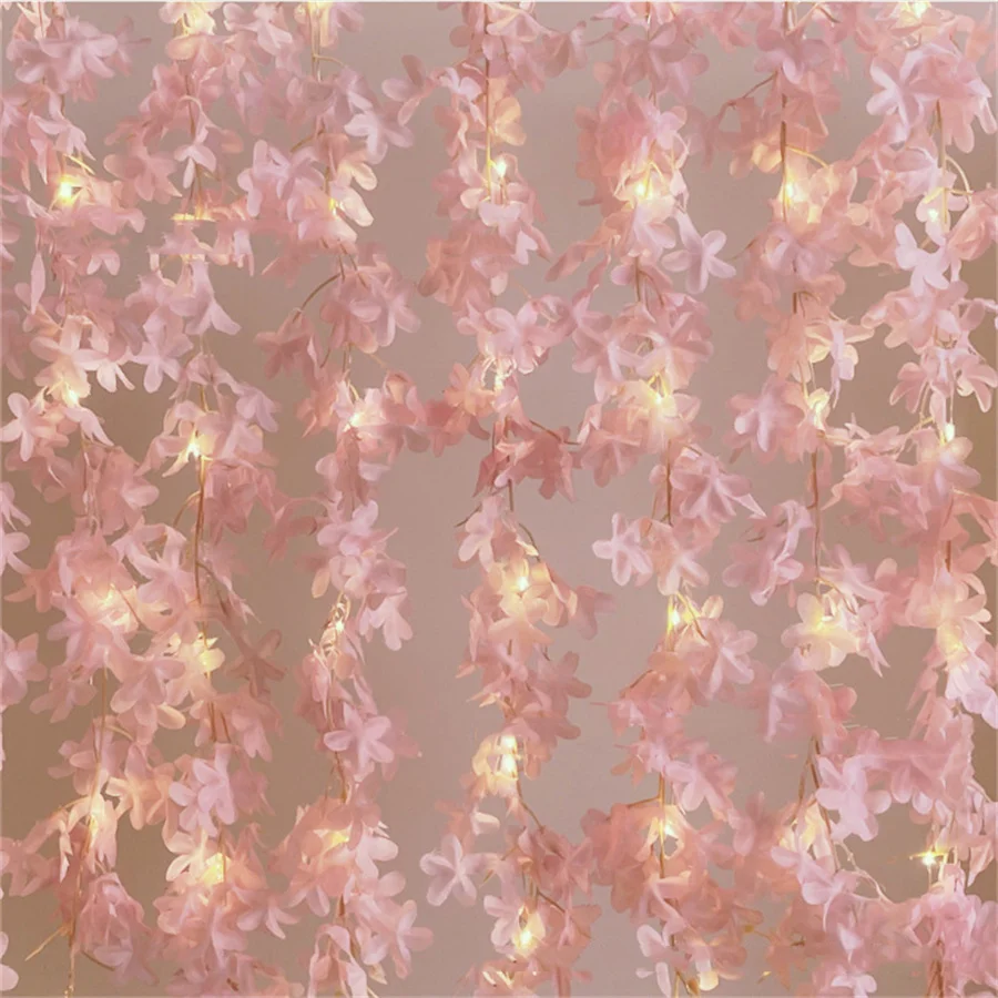 

3/6X0.6M Wisteria Flowers Vine curtain String Light Artificial Wisteria Flower Vines Fairy Garland Light for Wedding Party Decor
