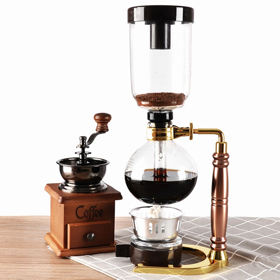 3/5Cups Syphon Pots Coffee Kettle Pot Set Filter Syphon Coffee Maker Tea Siphon Heat-Resistant Household Pot