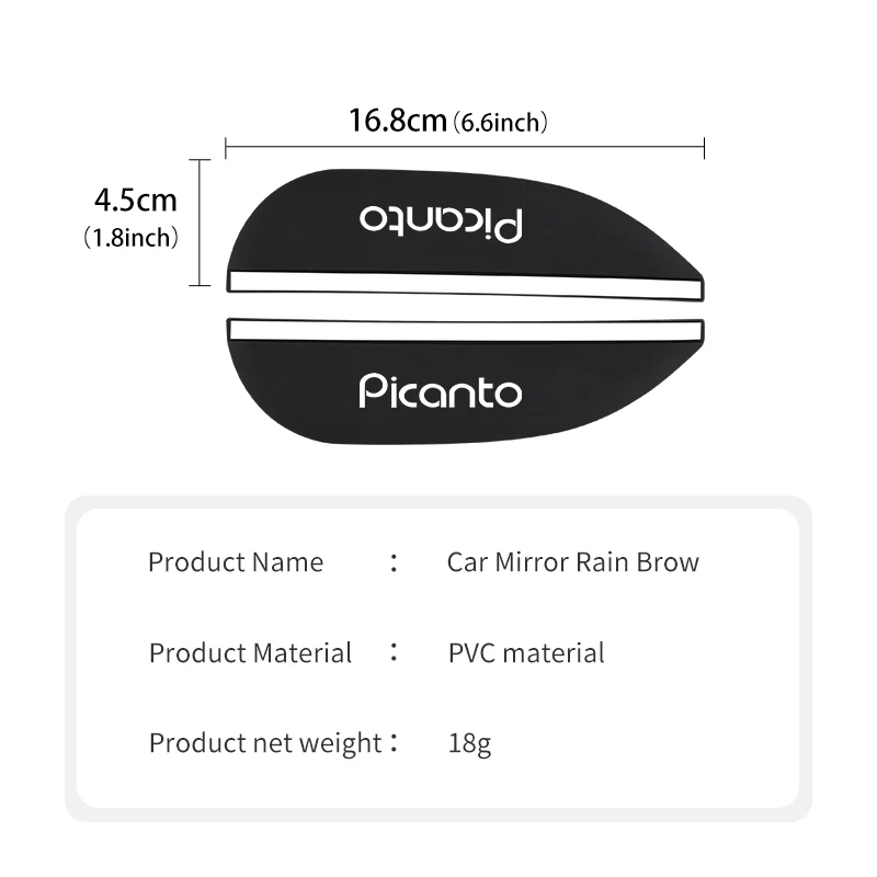 Car Rearview Side Sticker Waterproof Auto Accessories For KIA Picanto 2008 2012