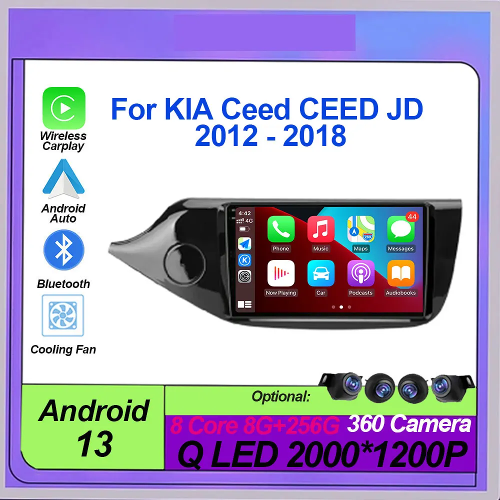 

Android 13 для KIA Ceed CEED JD 2012 - 2018 беспроводной Carplay Авто WIFI автомагнитола GPS навигация мультимедийный видеоплеер