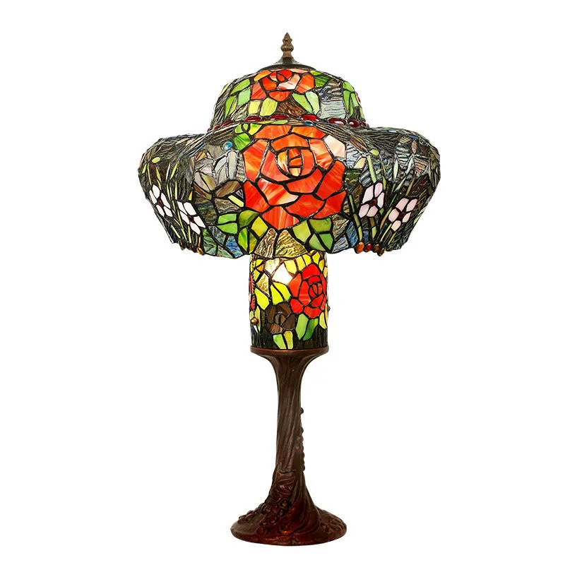 

16" Luxury Tiffany Roses Table Lamp Parlor Entrance Restaurant Hall Wedding Decor Artwork Europe Desk Light D42004HD