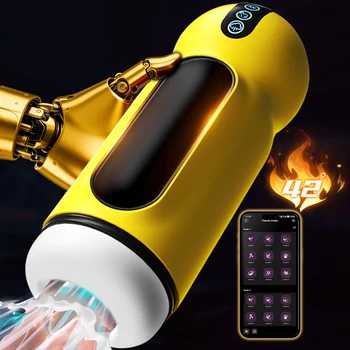 APP Riscaldamento Automatico Masturbatore Maschile Tazza Succhiare Vibrazione Riscaldata Vuoto Tasca Figa Stroker Pompino Pene Giocattoli Del Sesso Per Gli Uomini