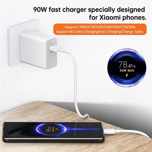 90W USB Charger Turbo Fast Charge 6A Type C Cable for Phone Adapter for Xiaomi 15 14 13 12 11 10 Ultra Redmi Note 12T 13 Pro - Image 4