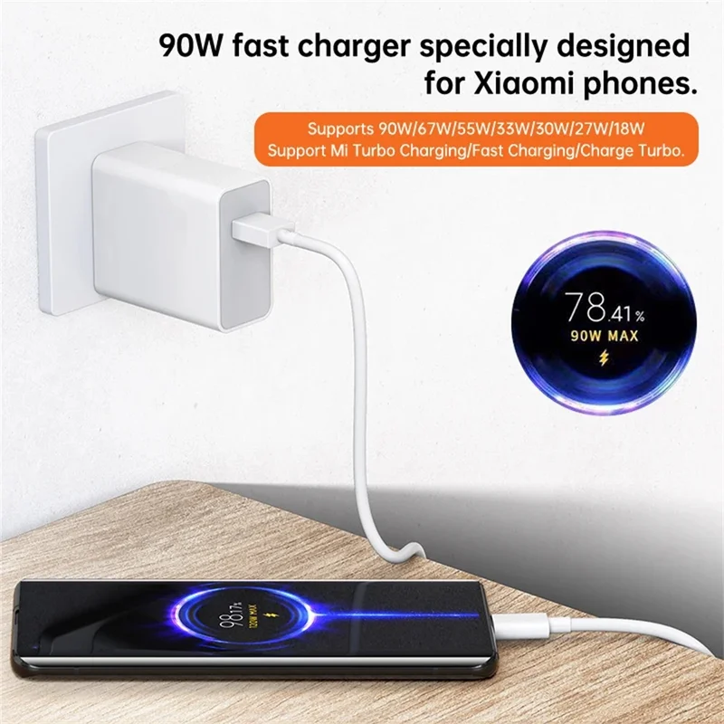 90W USB Charger Turbo Fast Charge 6A Type C Cable for Phone Adapter Xiaomi...