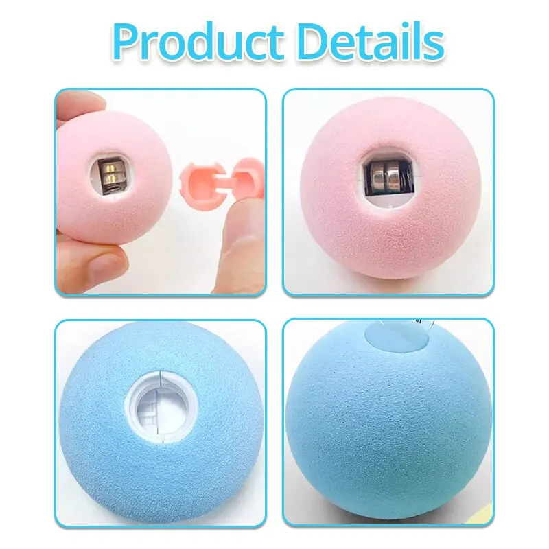 Cat Squeaky Ball Toy Simulation Of Automatic Smart Animal Sound Interactive Gravity Ball Catnip Toys For Kitten Kitty Playing cat interactive ball toys