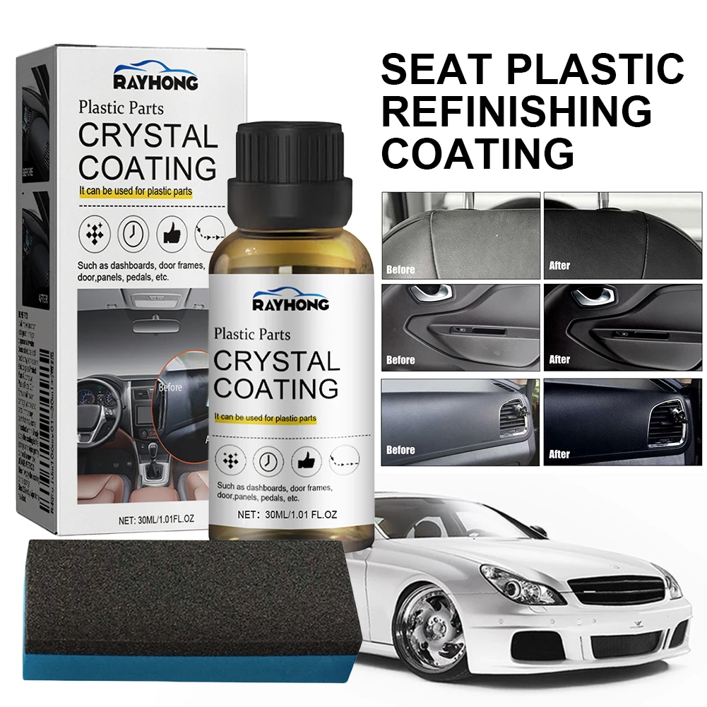 30ml Plastic Refurbished Crystal Coating Agent Wax Car Panel Plastic Renovated Coating Retreading Agent Car Care Set 2
