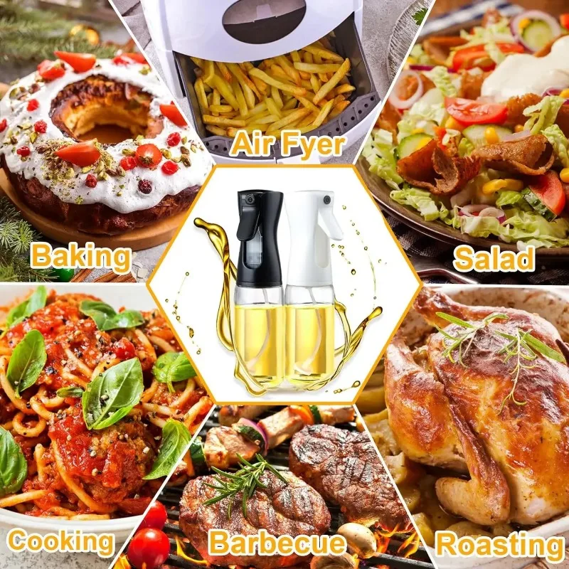 Kitchen Oil Sprayer for Cooking 2 in 1 Dispenser Bottle Upgraded Glass Oil Spraying Bottle Kitchen Air Fryer Salad BBQ Baking