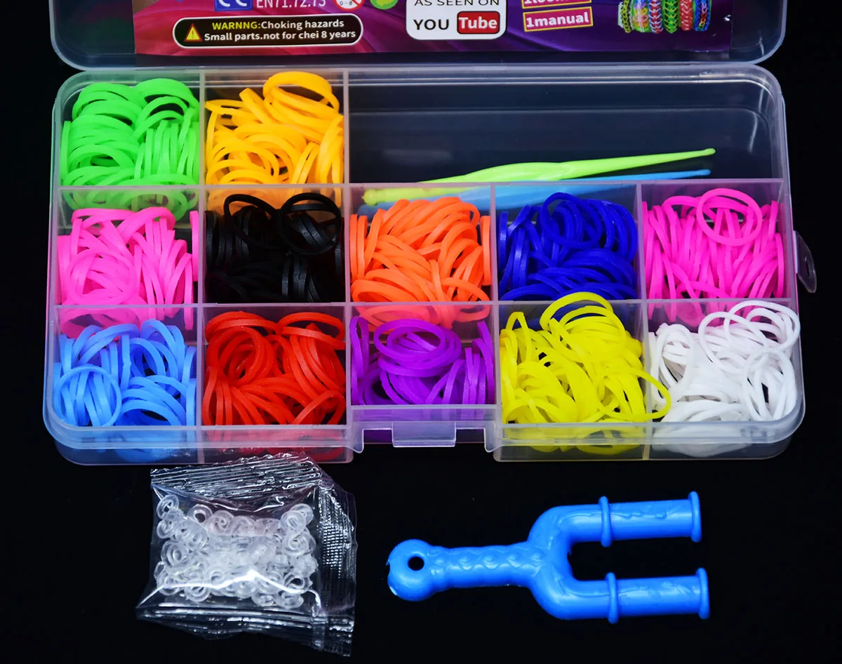 Elastic Rubber Bands DIY Tool Set Colorful Weave Machine Bracelet Handicraft Kit for Girls Kids 7 8 10 Years Loom Band Kit Weaver Jewellery Making Friendship Bracelet Rubber Band Bracelet Model Craft Tools