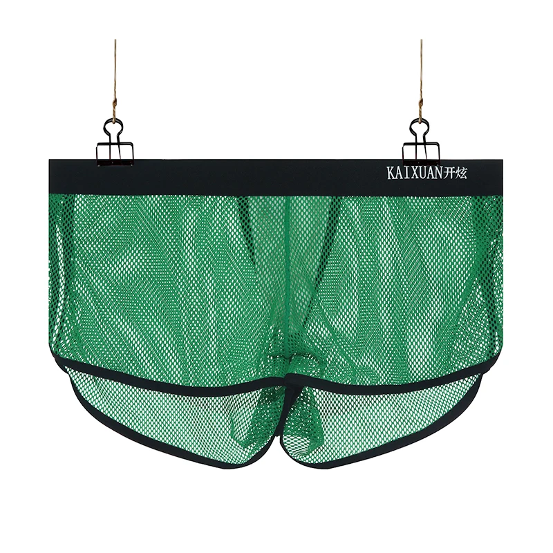 Men's Sexy Boxer Shorts Breathable Mesh Transparent Underpants See through Cueca Masculina Underwear