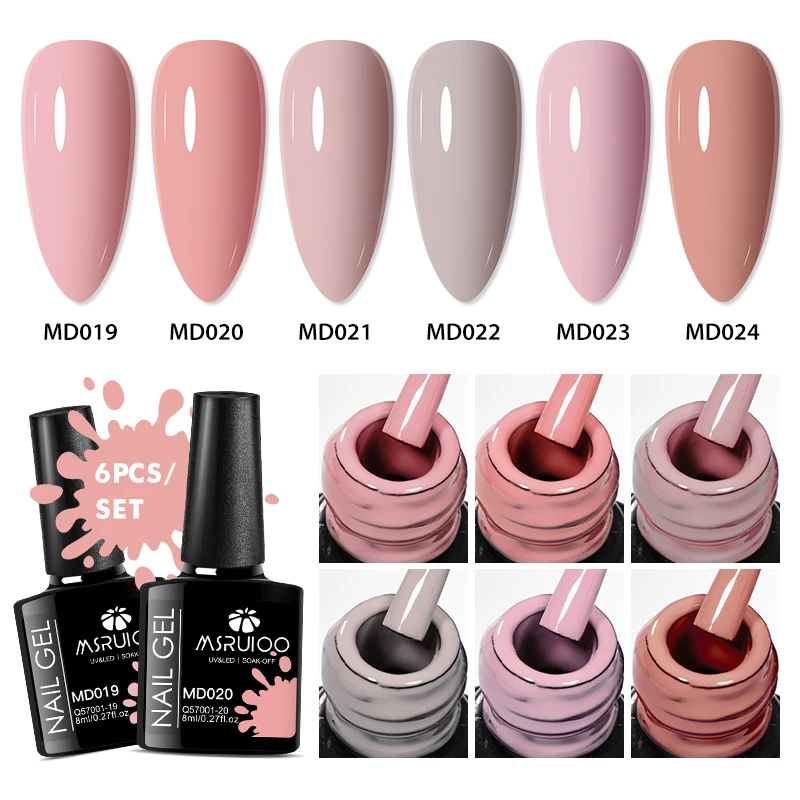 MSRUIOO 6Pcs/Set Gel Nail Polish White Black Gold Glitter Semi Permanent Nail Art Gel Varnish Manicure For Nails Nail Supplies 5
