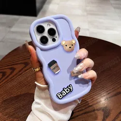 Custodia per telefono in silicone wavvy 3D a forma di orso cartoon - Cover morbida
