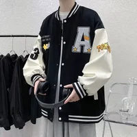 Autumn 2023 New American Style Loose-fit Baseball Jacket Casual Embroidery Color Blocking For Students
