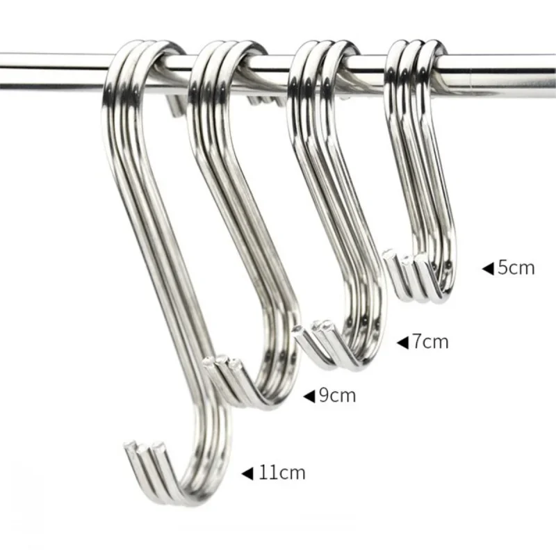 Stainless Steel S Shaped Hook Kitchen Bathroom Clothing S-shaped Hanger Hooks Multifunctional Metal Hanging Hook 1/5/10Pcs multi purpose hooks kitchen hooks metal hook