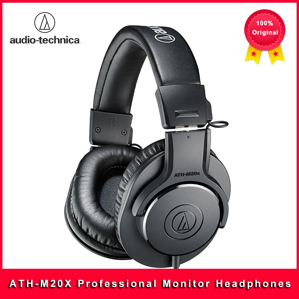 100% New Audio Technica ATH-M20X Wired Professional Monitor Headphones Over-ear Deep Bass 3.5mm Jack Earphone Game Music Headset 1
