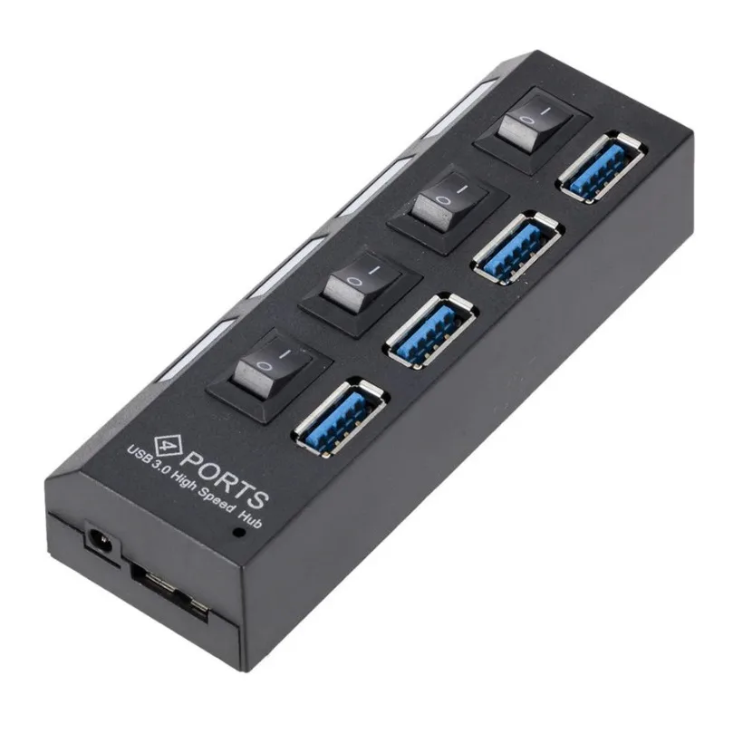 Compact High-Speed 4-Port USB HUB with External Power Adapter