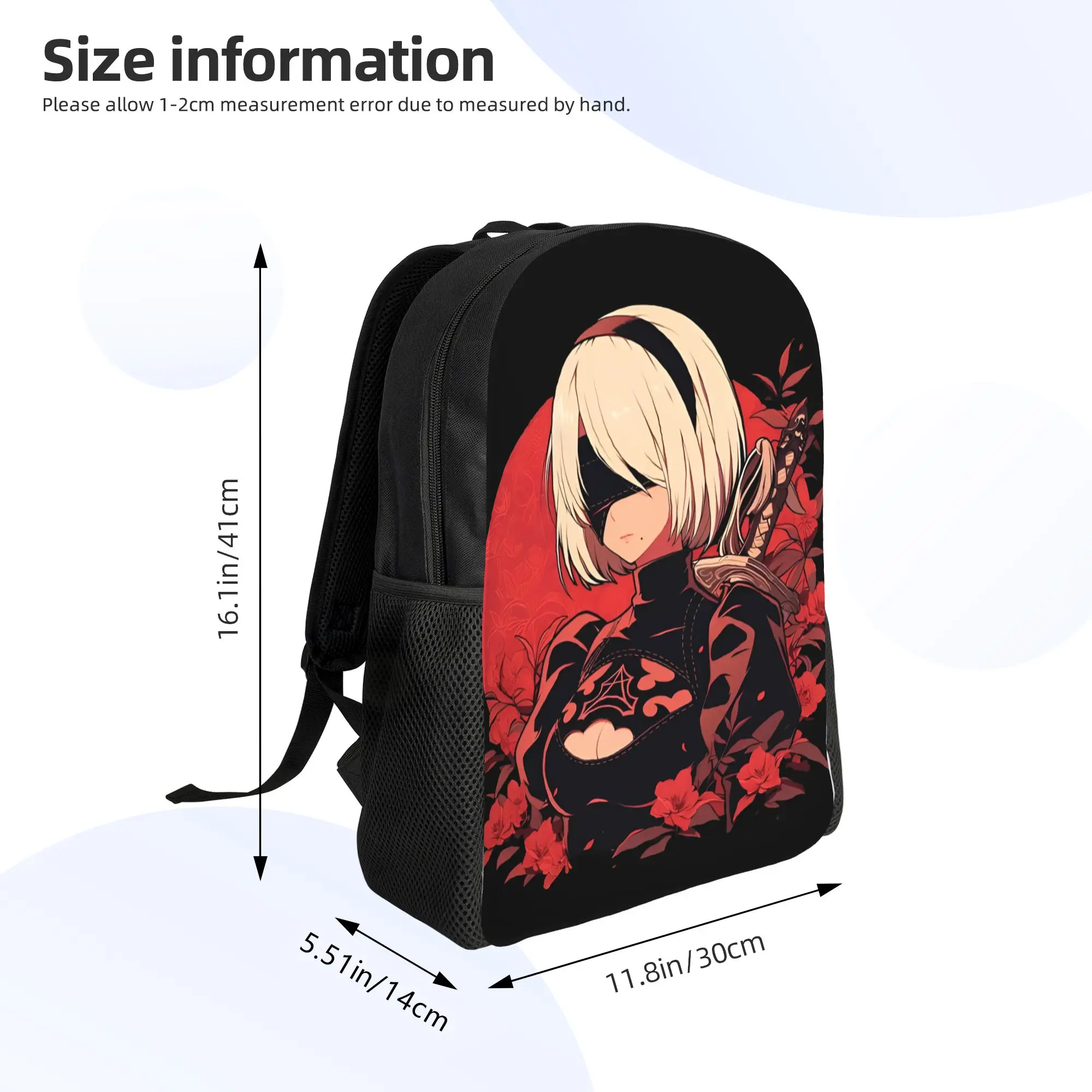 NieRs Anime Teenage Backpack 야외 학생 비즈니스 데이팩 남성용 여성용 노트북 숄더백