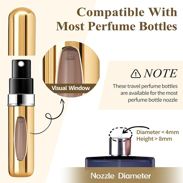 Atomiseur de parfum Portable de 5ml, récipient liquide pour cosmétiques de voyage, Mini vaporisateur en aluminium, bouteille vide rechargeable, 1/4 pièces 3