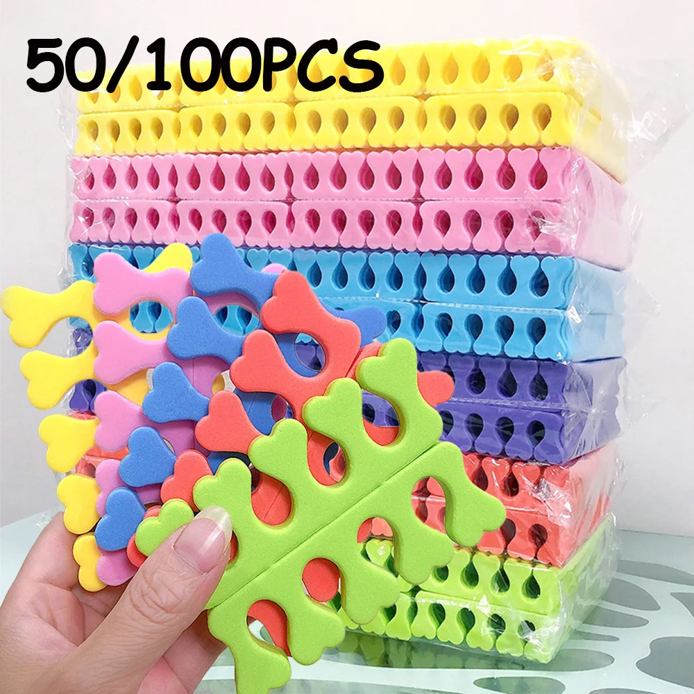 50/100Pcs Soft Foam Sponge Toe Separators Finger Dividers Soft Sponge Finger Divider Spacer Nail Art Manicure Pedicure Tools Kit