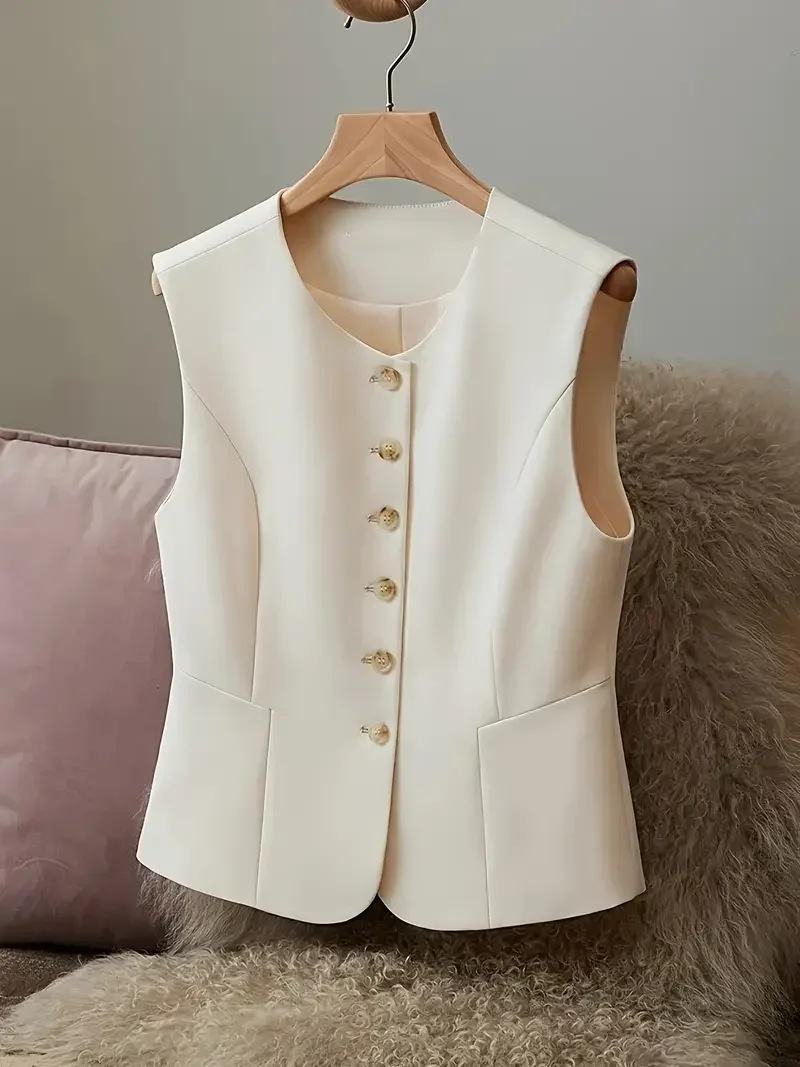 

Fashion Trend Suit Waistcoat Women's New Style Everything Temperament Design Sense Coat Spring and Autumn Office Waistcoat V391