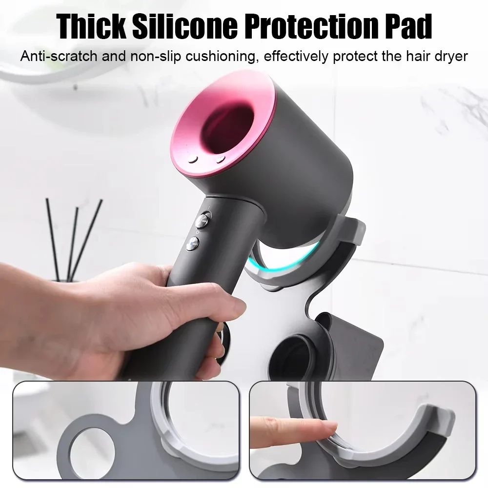 Hair Dryer Holder for Dyson Supersonic Wall-Mounted Stand with Cable Organizer Bathroom Storage Rack for Dryer Diffuser Nozzle 5