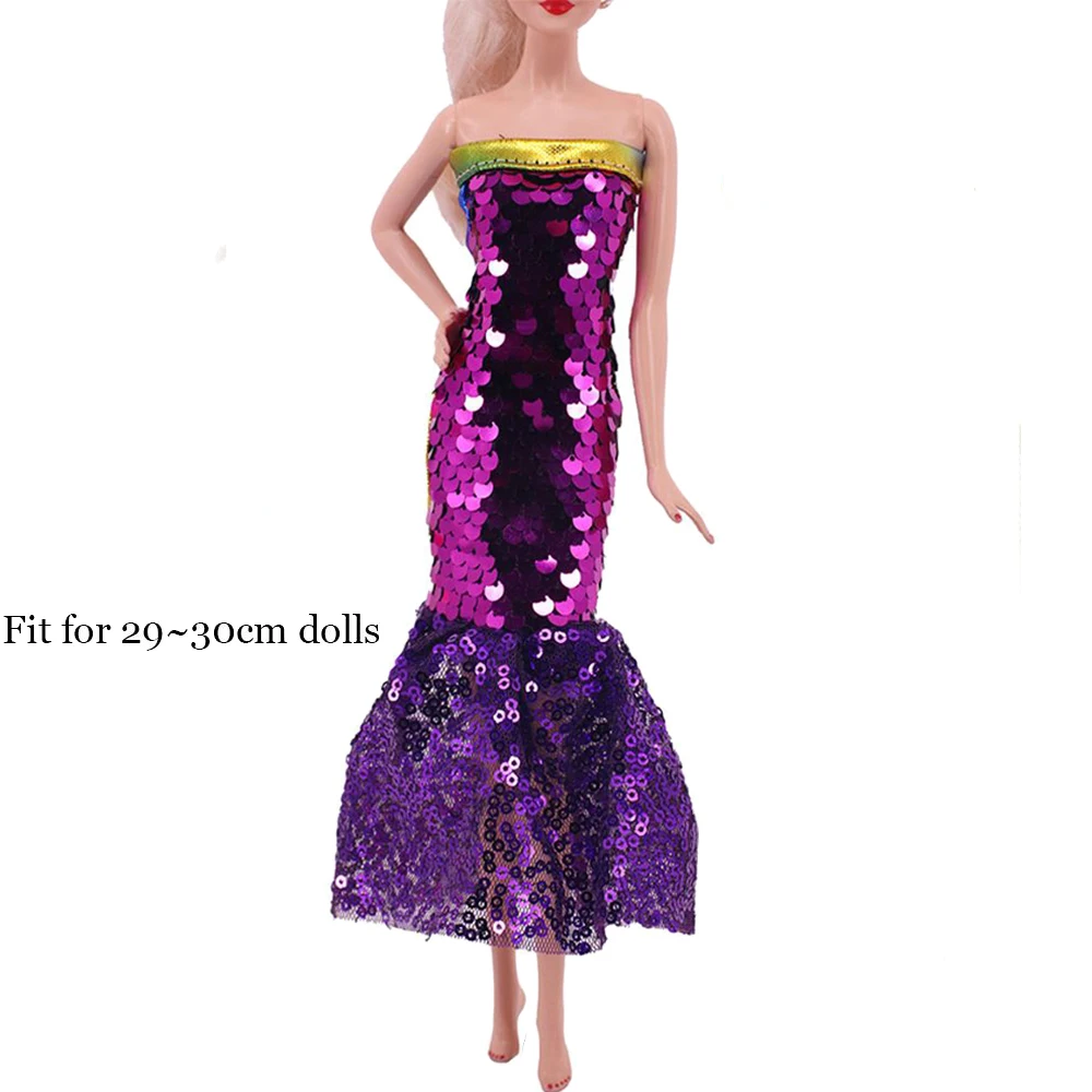 2024 Latest Dress Barbies Casual Fashion Clothing Handmade Sequin Skirt Suitable For 30cm Doll Accessories Diy Gift (Free Heels) 6