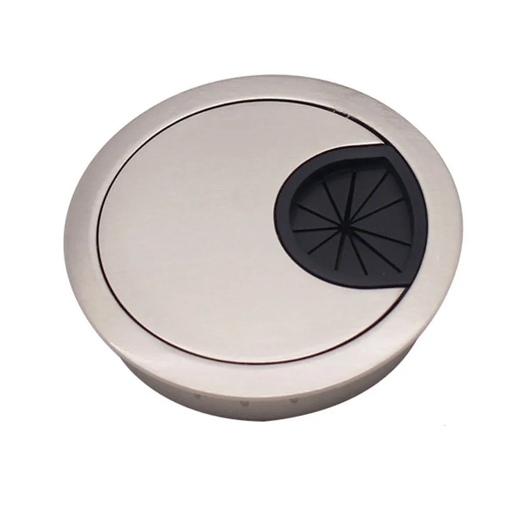 Optimize Your Desk Space with our Desk Metal Grommet Table Cable Tidy Wire Hole Cover, Silver Color, 60mm Size
