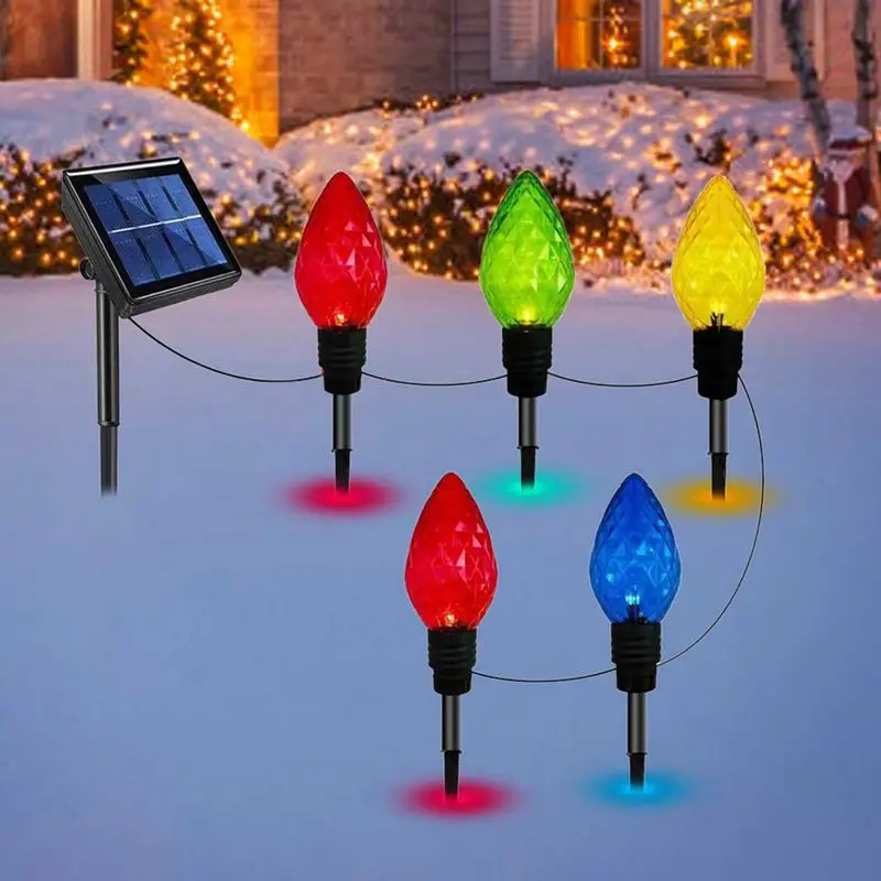 Pathway Lights Solar Powered 5X Garden Stake Lights for Pathway Solar Garden Light Long Lasting Outdoor Lighted Stake Christmas 6