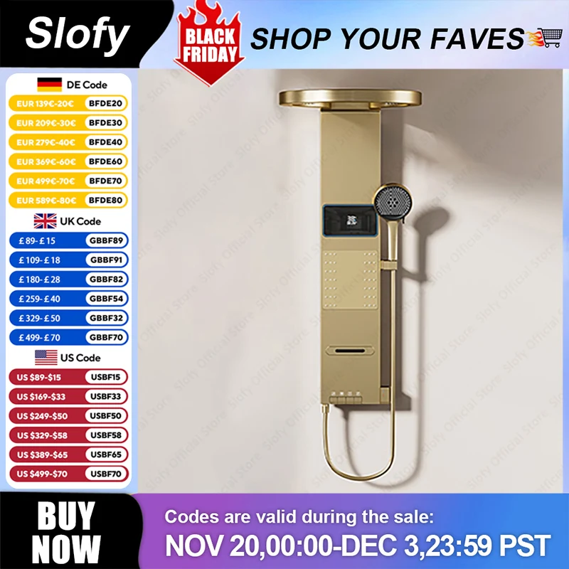 วงกลมน้ําตกฝักบัวระบบมัลติฟังก์ชั่น PULSE มือถือชุดดิจิตอลจอแสดงผลสเปรย์ด้านข้างหรูหราชุดห้องน้ํา 1