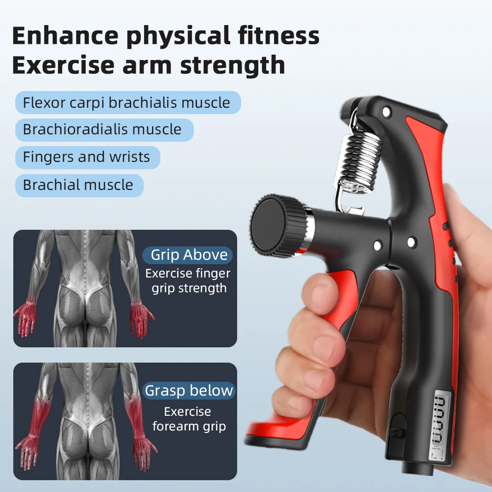 Hand Strengthener 10-100kg Adjustment Counter Forearm Exerciser Wrist Arm Muscle Bodybuilding Finger Expander Train