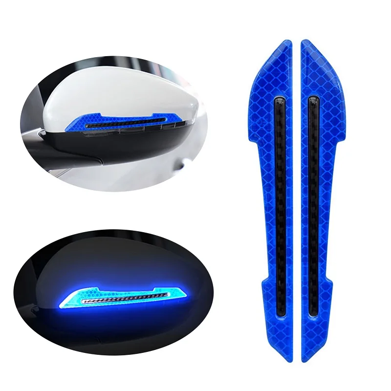 2PCS Car Side Mirror Anti-collision Reflective Sticker Car Door Night Warning Sticker Decorative Strip Reflector Car Accessories car window stickers Other Exterior Accessories