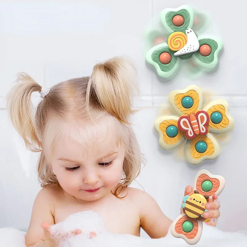 Cartoon Suction Cup Spinner Toy Baby Bath Toys Hand Spinning Toys with Suction Cup Water Play Toy Educational Toys for Baby Kid 3