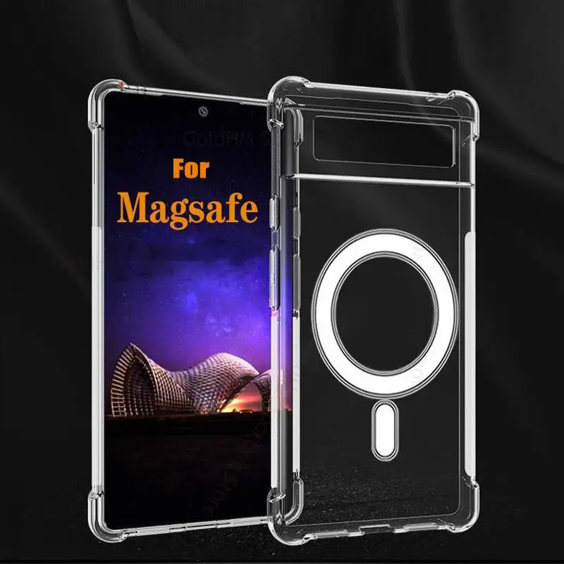 For Magsafe Transparent Case Funda For Google Pixel 6 Pro Wireless Charging Magsafing Cover For Google Pixel 6 Pro Magnetic Case