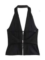 2025 Women Sexy Backless Strapless Halter Corset Tops Side Zipper Lady Slim Camis Female Solid Chic Tops - Image 5