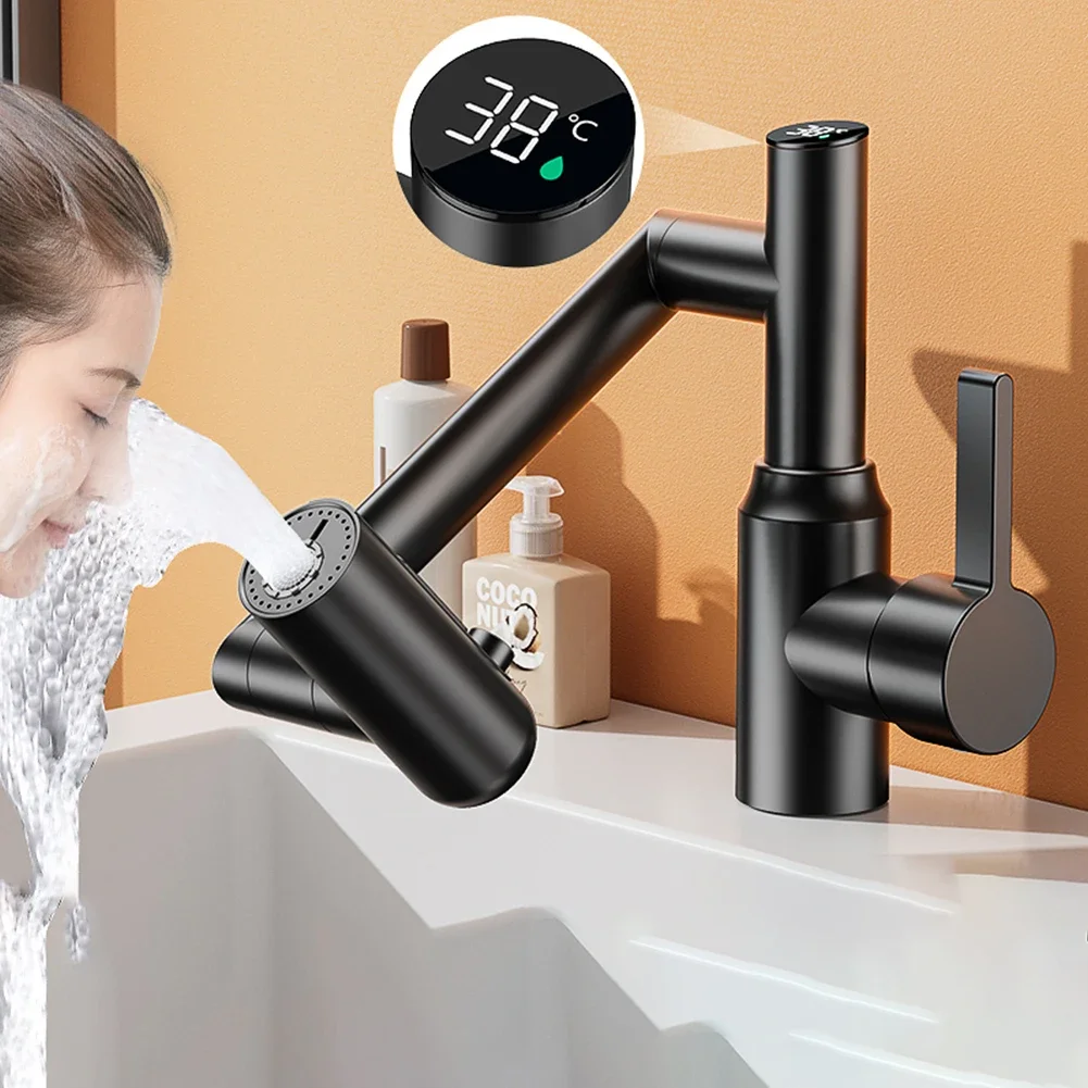 Digital Display LED Bathroom Basin Faucet For 360 Rotation Multifunction Stream Sprayer Hot Cold Water Mixer Sink Tap Bathroom 2