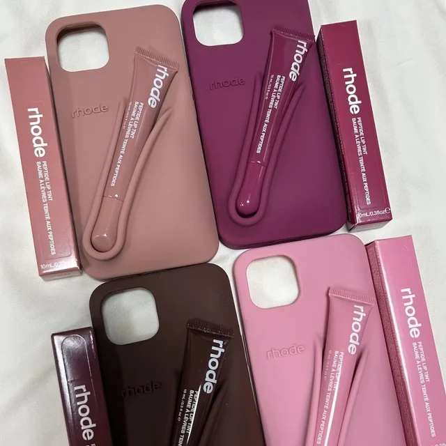 BX Rhode Lipstick Lip Holder Soft Silicone Phone Case for IPhone 16 15 14 13 Pro Max Plus Autumn Limited Edition Stand Cover