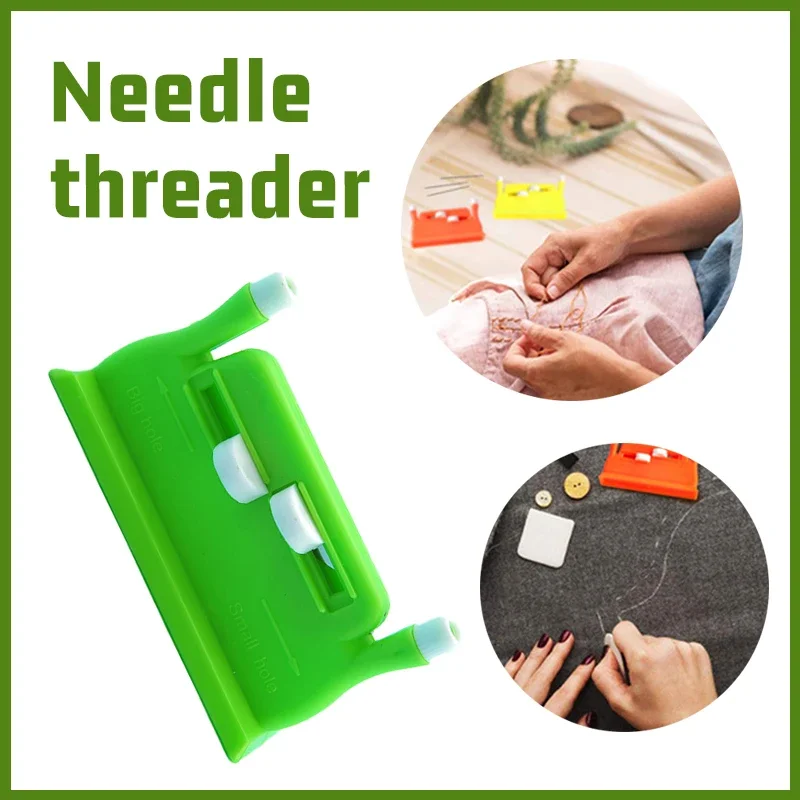 Sewing Machine Needle Threader Stitch Insertion Tool Automatic Double-headed Threader Quick Sewing Needle Changer for Elderly