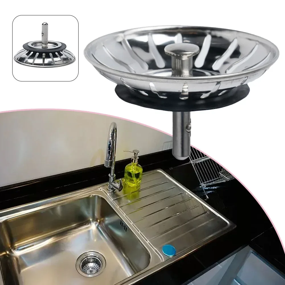 Kitchen Sink Strainer Waste Drain Filter Plug 80mm Stainless Steel Catcher Stopper Bathroom Sewer Drain Strainer Supply Use