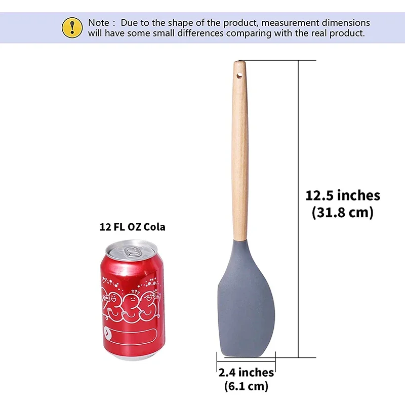 2Pcs Wooden Handle Cake Spatula Cream Mixing Batter Scraper Butter Mixer Silicone Baking Spatula Heat-Resistant Kitchen Utensils