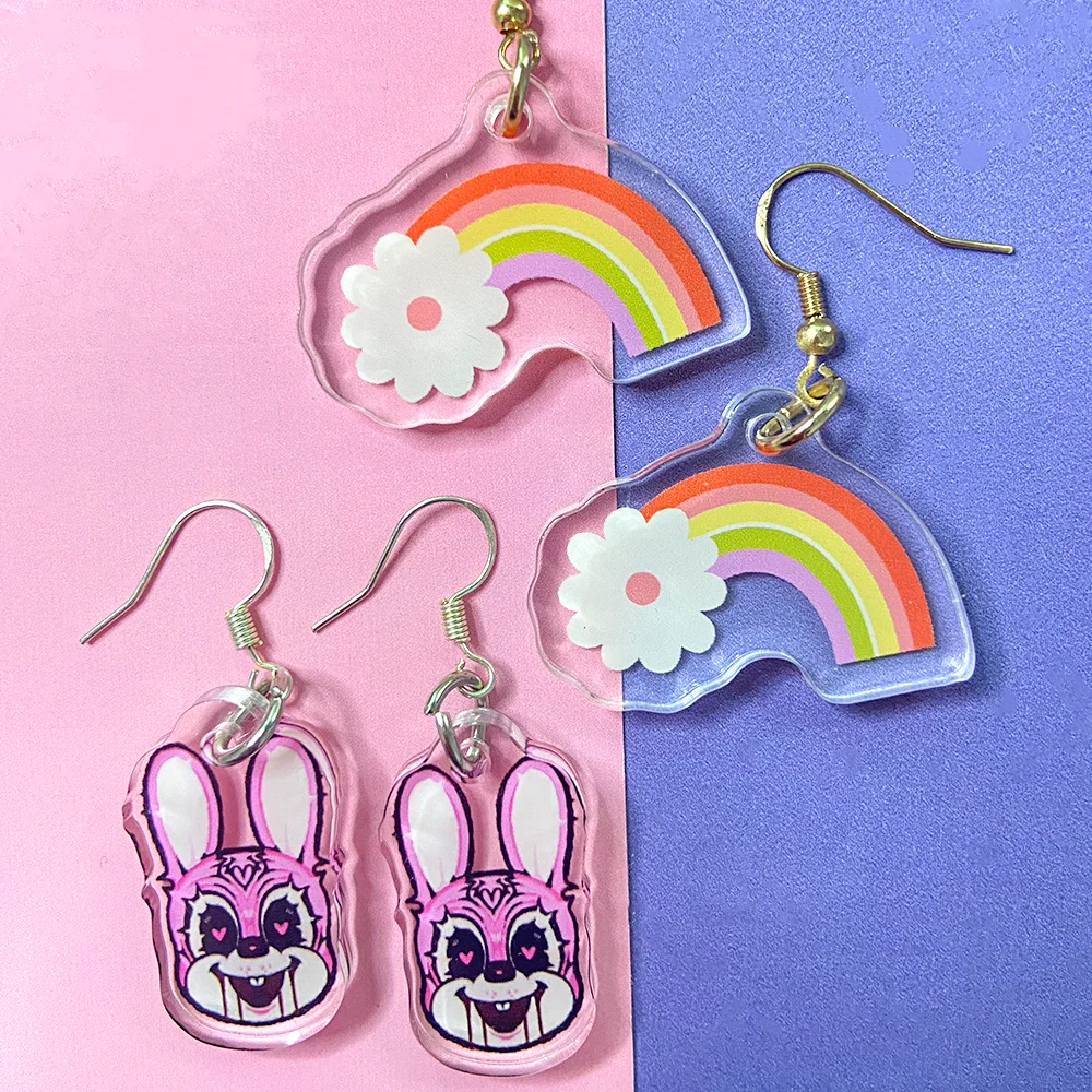 1Pair  Custom Acrylic Accessories Cartoon Photo Anime Charms Customized  Personalized Pendientes Earrings For Women