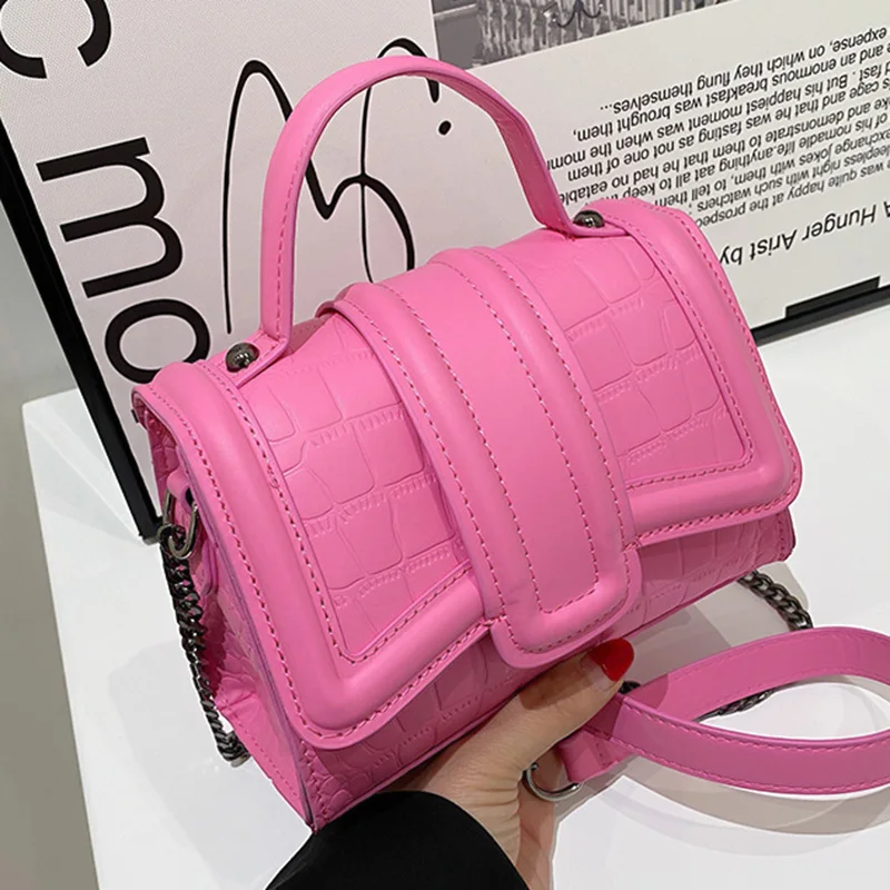 2023 Luxury Women Small Flap Bag Chain Messenger Bag Lady White Pink Green  Handbag Clutch Stone Pattern Pu Leather Shoulder Bag - AliExpress