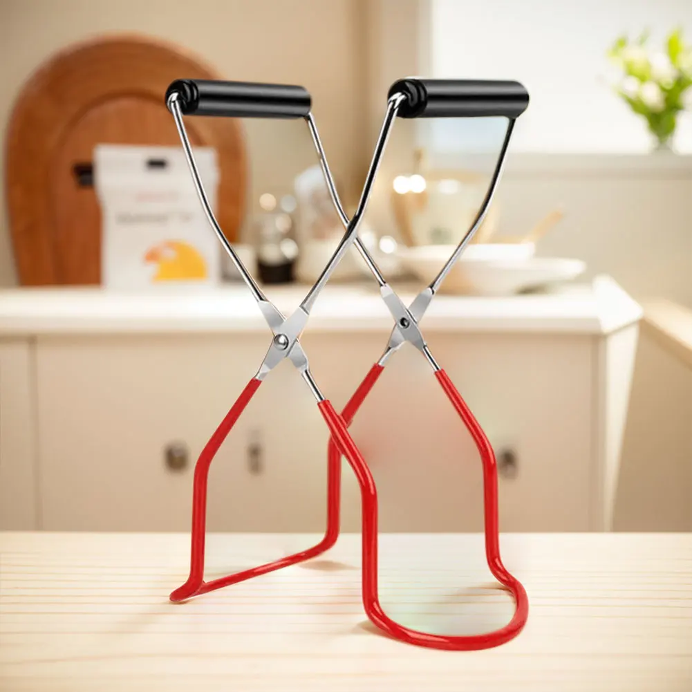 Glass Lifter with Grip Handle Canning Gripping Tongs Stainless Steel Glass Tongs Heat Resistance for Safe Secure Grip
