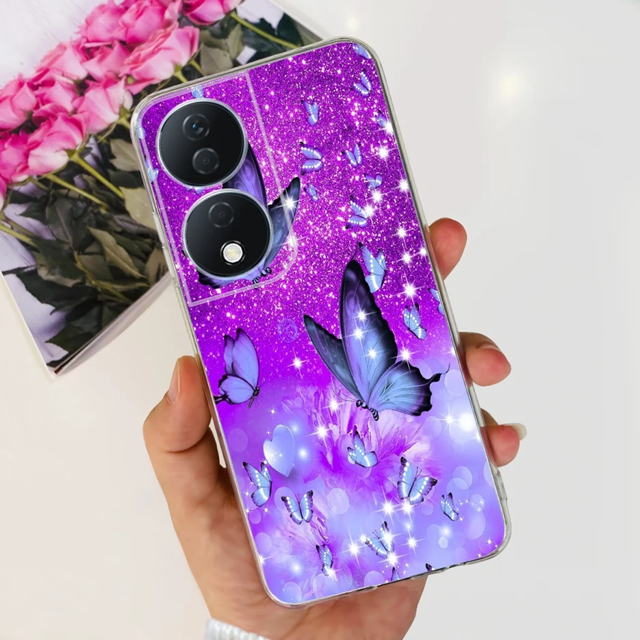 Cute Cat & Butterfly Painted Soft Silicone Phone Case -