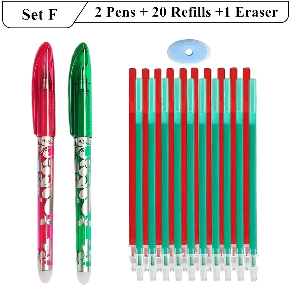 Gel Pens Erasable Neutral Pens Erasable Pen Refills Colored Pens Erasable Gel Pens Erasable Pens Gel Pen Refills Color Pen Set 2 Erasable Gel Pens + 20 Refills + 1 Eraser 0.5mm for School Office