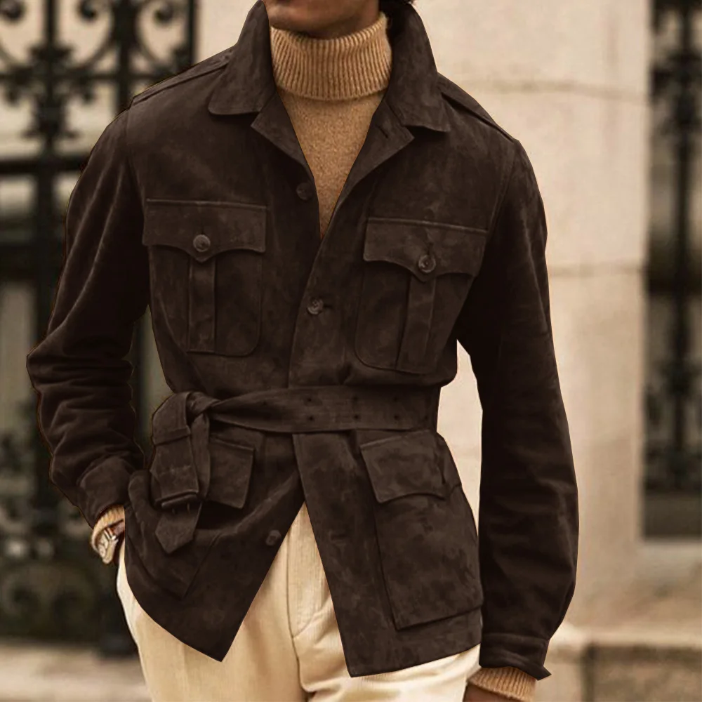 Men Suits Jackets Men's Jacket Suede Hunting Steam Punk Fabric Winter Jacket
